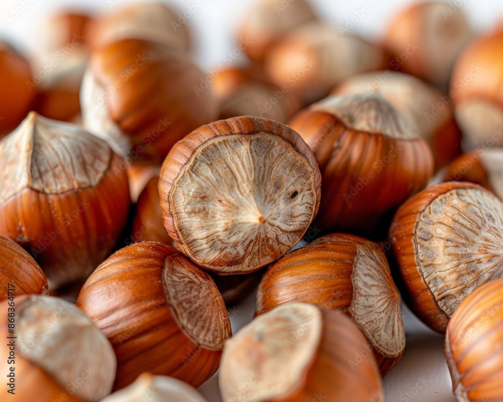 Close-up of Freshly Harvested Hazelnuts with Rough Texture Close-up of Freshly Harvested Hazelnuts with Rough Texture