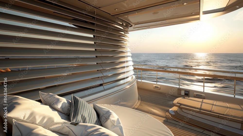 luxury yacht with custom-made Bahama shutters, blending high-end design with practical sun protection for guests luxury yacht with custom-made Bahama shutters, blending high-end design with practical sun protection for guests