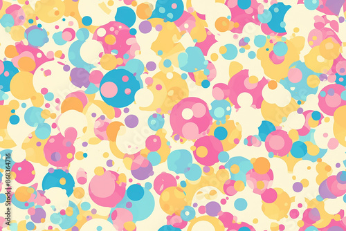 Soft pastel bubbles in hues of pink, yellow, and blue on a light background.