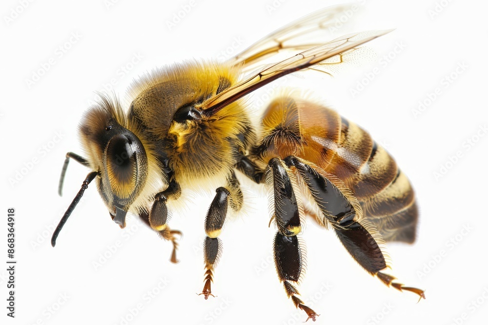 Buzzing Bee with Golden Hues and Striped Abdomen Buzzing Bee with Golden Hues and Striped Abdomen