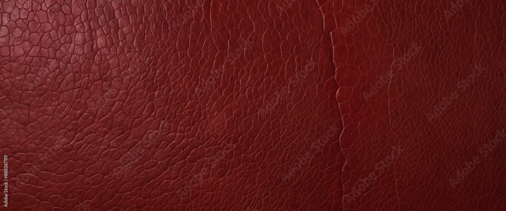 Fototapeta premium Detailed view of red leather featuring natural cracks and grains, offering a rich and smooth finish, perfect for premium projects.