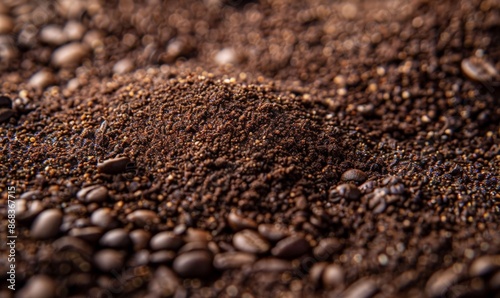 Close-up of Freshly Ground Coffee Beans