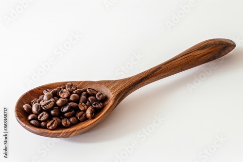 Wooden Spoon with Freshly Ground Coffee Beans