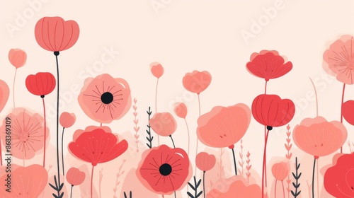 Doodle Theme Flowers Cute Generative AI