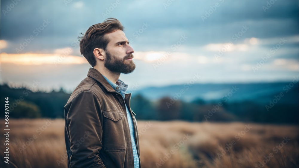 Man Staring into Distance: A man stands, staring into the distance, his expression distant and melancholic.
Man Staring into Distance: A man stands, staring into the distance, his expression distant and melancholic.