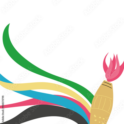 Sport torch with colorful wavy stripes banner. For invitation, flyers.