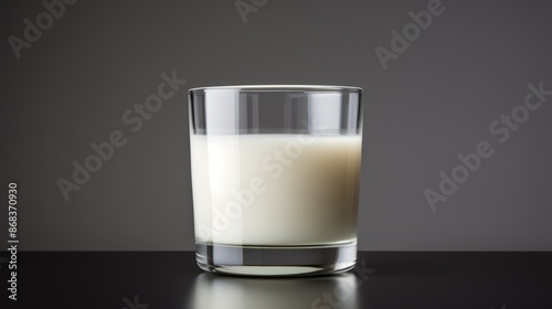 High quality milk  fresh, creamy, non homogenized glass reflecting eco friendly dairy farming photo