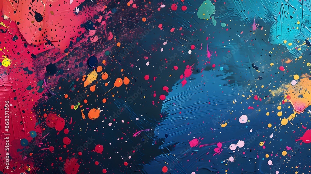 Abstract Colorful Splashes on Canvas Abstract Colorful Splashes on Canvas