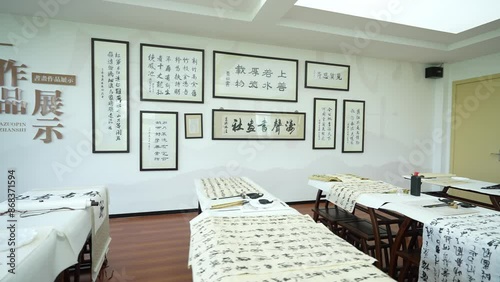 calligraph works in handwriting room