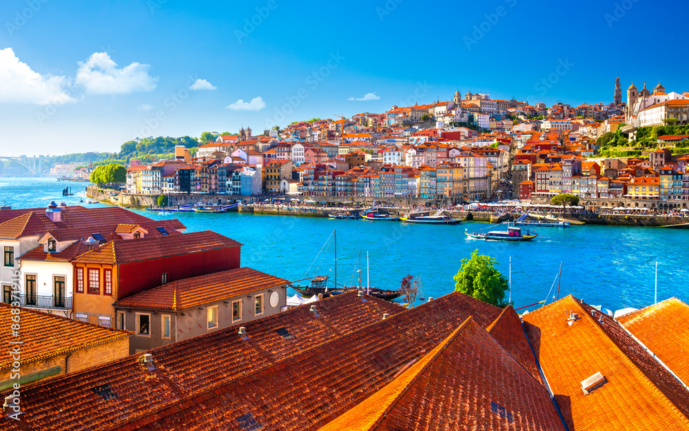 Beautiful view of the city of Porto on a beautiful summer day. Porto, Portugal