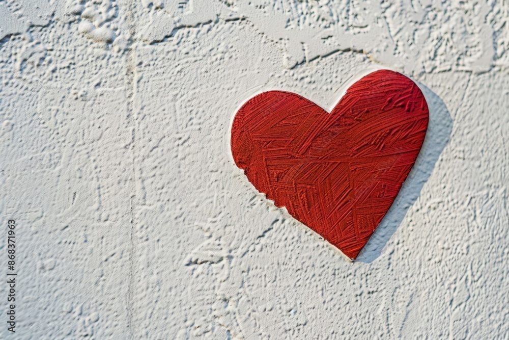 Red Heart Stencil on Textured Wall Red Heart Stencil on Textured Wall