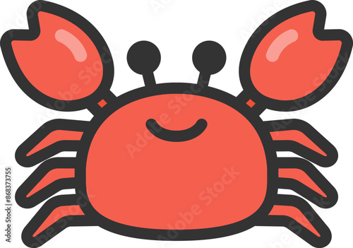 カニのアイコン（線画カラー）のイラスト