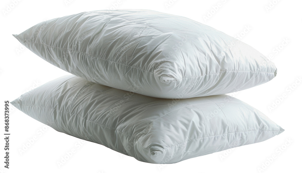 Two white pillows stacked, cut out - stock png. Two white pillows stacked, cut out - stock png.