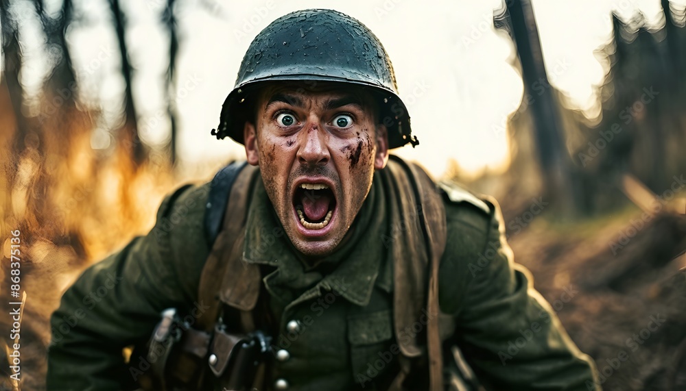 A screaming soldier A screaming soldier