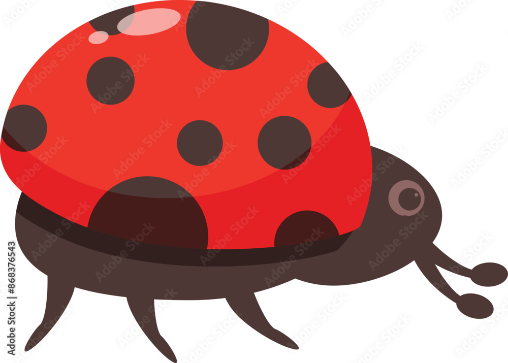 Obraz premium Cute ladybug crawling with red shell and black spots