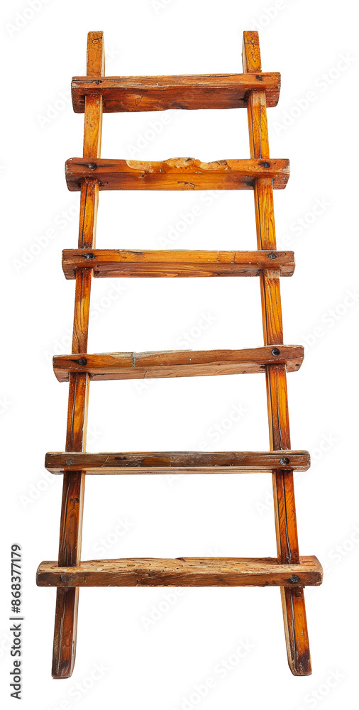 Wooden ladder with five rungs, cut out - stock png. Wooden ladder with five rungs, cut out - stock png.