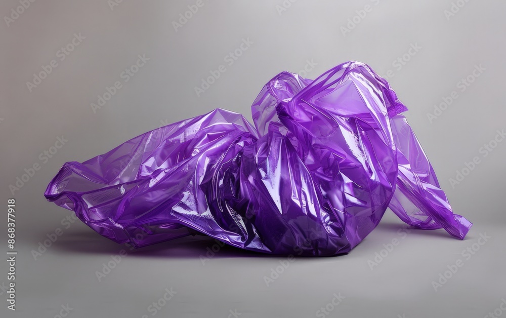 Transparent Purple Plastic Bags on a Grey Background Transparent Purple Plastic Bags on a Grey Background