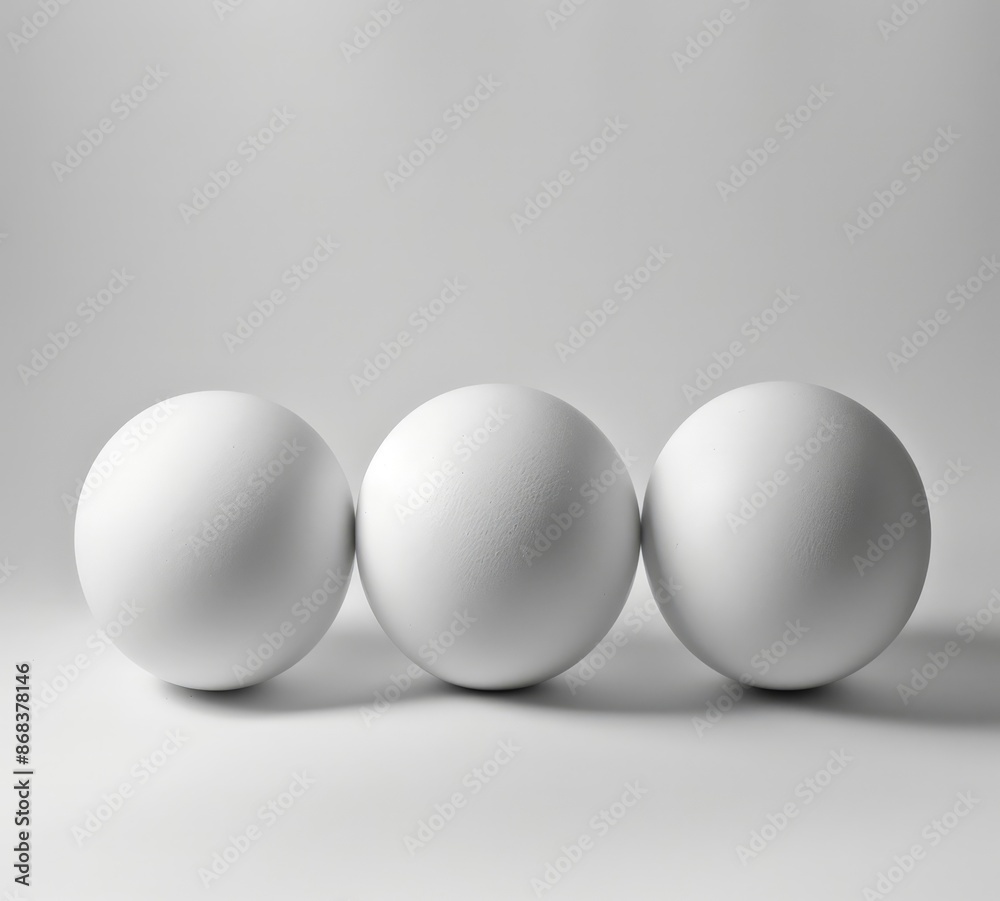 Three White Eggs on a Light Gray Background Three White Eggs on a Light Gray Background