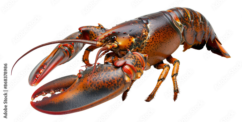 Steamed lobster with claws outstretched, cut out - stock png. Steamed lobster with claws outstretched, cut out - stock png.