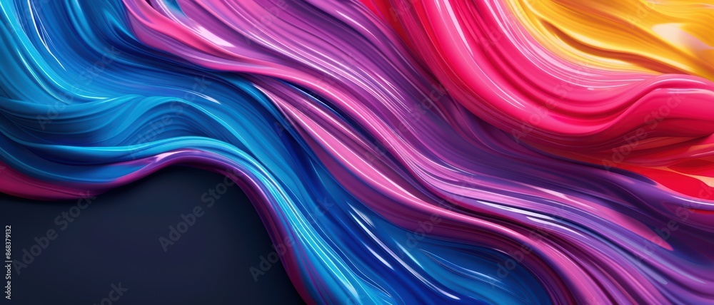 Fluid paint ribbon swirl, vibrant wave brushstroke in colorful splash background, Fluid paint ribbon swirl, vibrant wave brushstroke in colorful splash background,