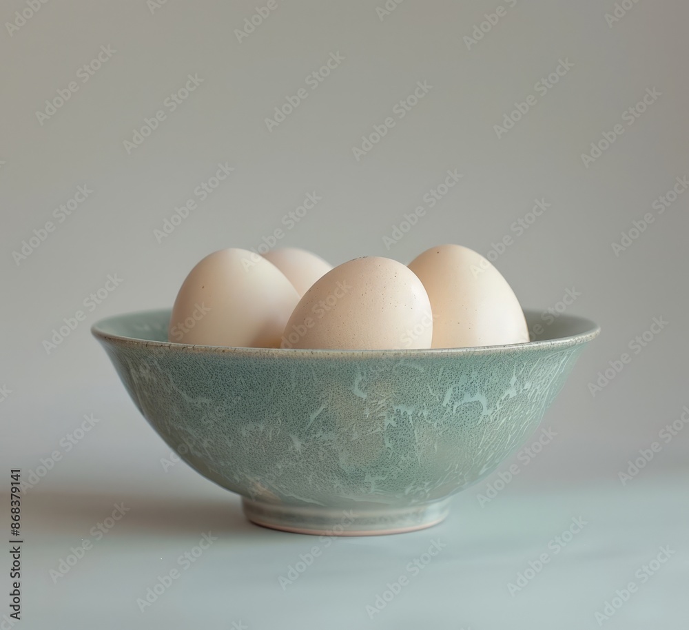 Elegant Ceramic Bowl with Five White Eggs Elegant Ceramic Bowl with Five White Eggs