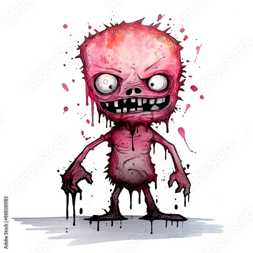 a drawing of a cartoon character with blood dripping all over it