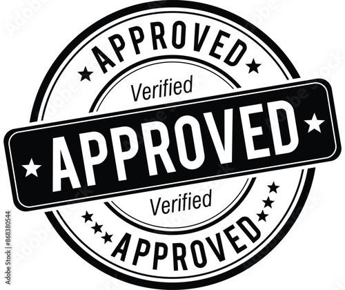 Black approved verified stamp round template