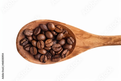 Wooden Spoon with Freshly Ground Coffee Beans