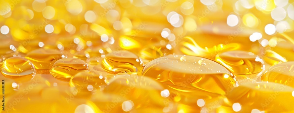 Glossy Yellow Bubbles with Blurred Background Glossy Yellow Bubbles with Blurred Background