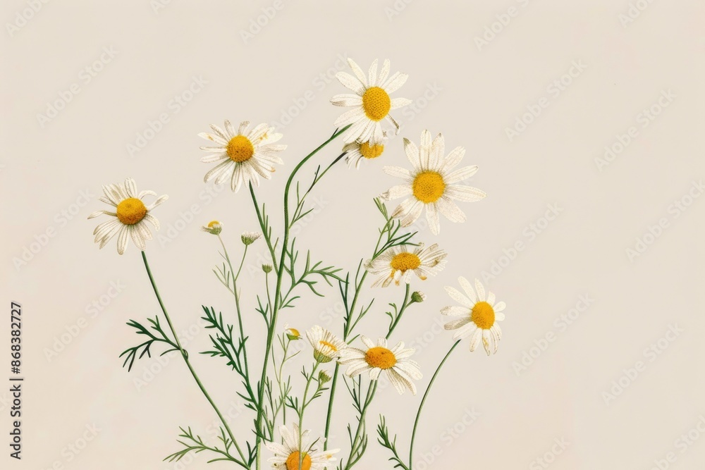 Obraz premium Chamomile Botanical Illustration for Herbal Design, Poster, Card, or Print Artwork