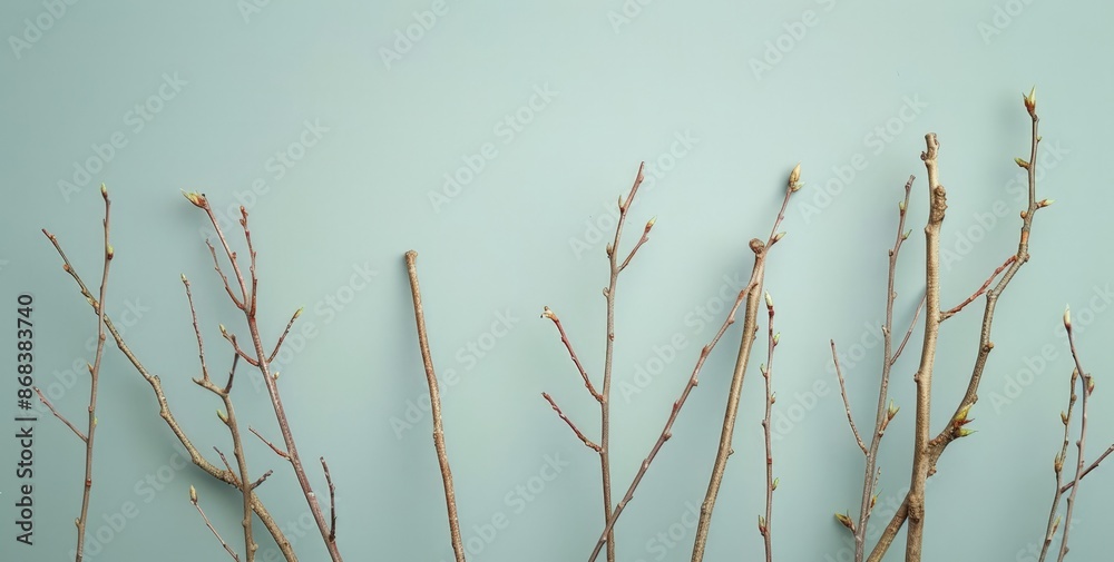 Bare Branches Against Light Blue Background Bare Branches Against Light Blue Background