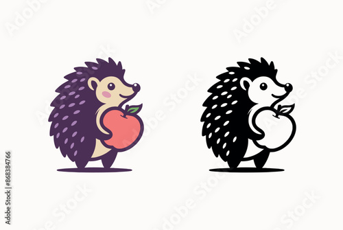 Cute hedgehog. Logo, icon, sign