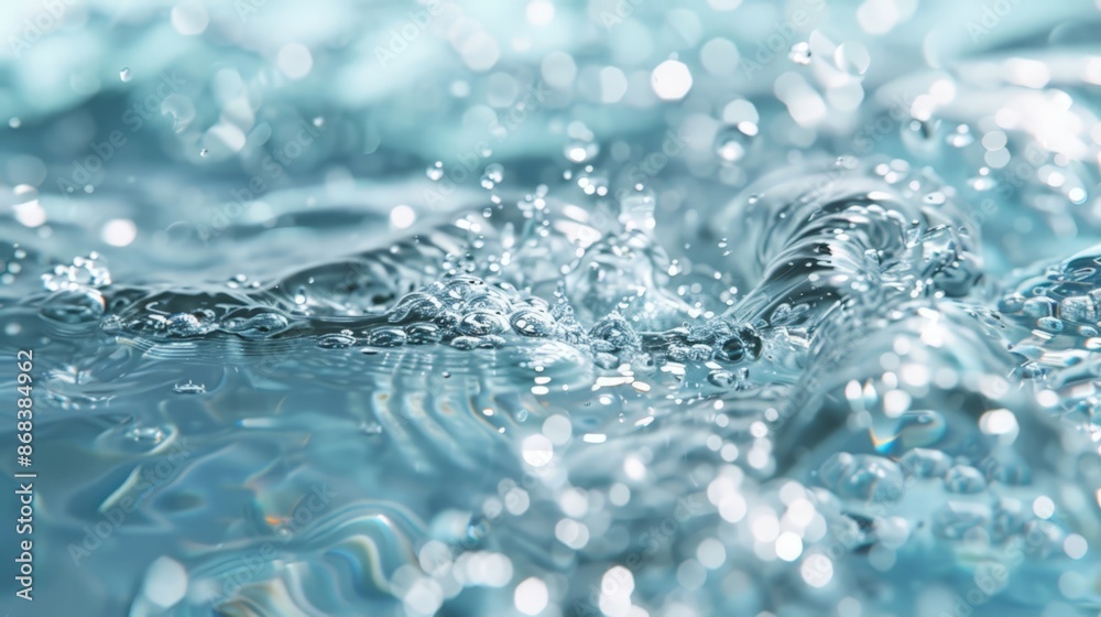 Underwater Bubbles: Close-up of Water Drops with Light Reflections Underwater Bubbles: Close-up of Water Drops with Light Reflections