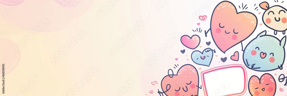 Cute cartoon hearts with copy space, concept of love, Valentine's Day, and National Girlfriend Day Cute cartoon hearts with copy space, concept of love, Valentine's Day, and National Girlfriend Day