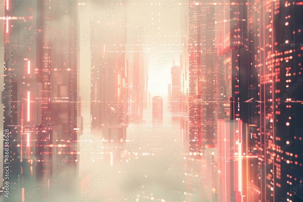 Fototapeta premium Intriguing Cyberpunk Cityscape Background with Ample Copy Space for Design