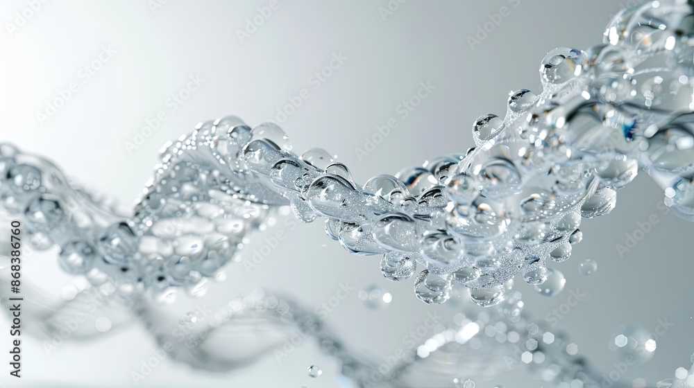Water Bubbles Flowing in a Helix Pattern Against a White Background Water Bubbles Flowing in a Helix Pattern Against a White Background