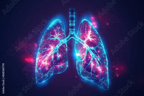 healthy lungs anatomy with optimized respiratory structures and efficient alveolar gas exchange photo