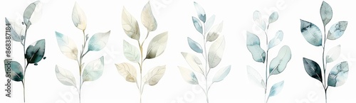 Stylized Watercolor Leaves Collection