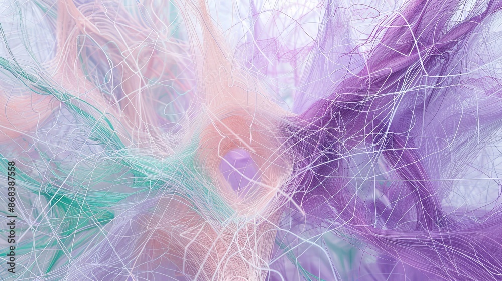 Intertwined Threads of Pastel Purple, Pink, and Green Yarn Intertwined Threads of Pastel Purple, Pink, and Green Yarn
