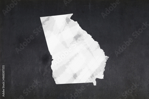 Map of the State of Georgia drawn on a blackboard