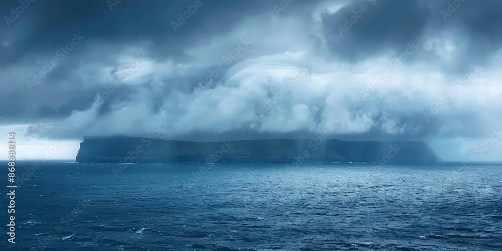 Dramatic Clouds Over a Coastal Island Dramatic Clouds Over a Coastal Island