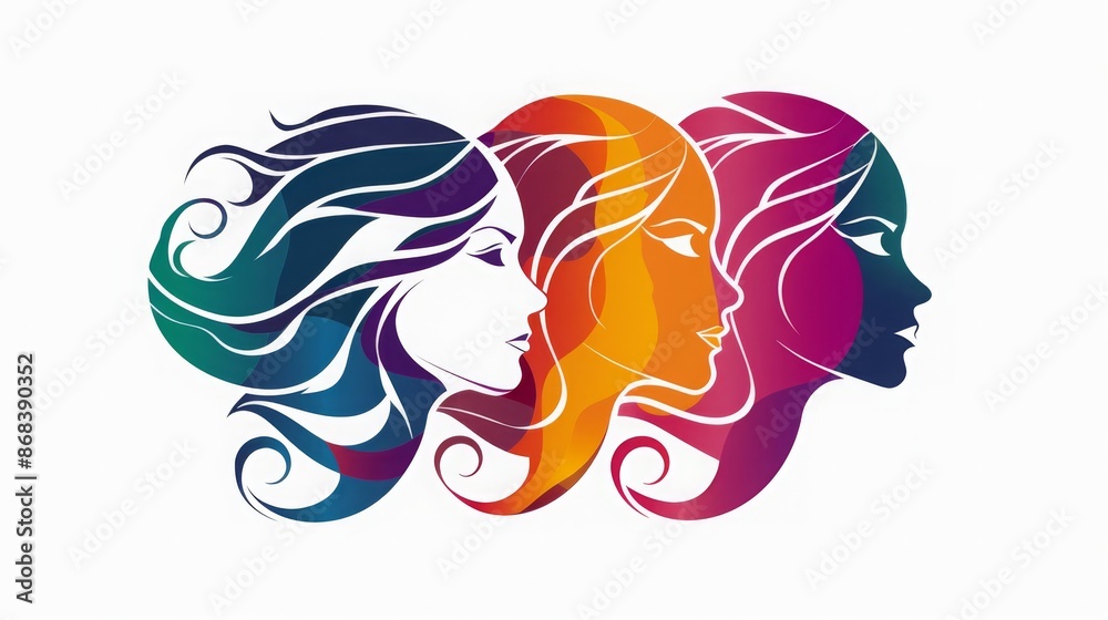 Colorful silhouettes of a diverse and multicultural community. Illustration of a multi-ethnic group of people, women portraits in simple colors, woman's day
Colorful silhouettes of a diverse and multicultural community. Illustration of a multi-ethnic group of people, women portraits in simple colors, woman's day