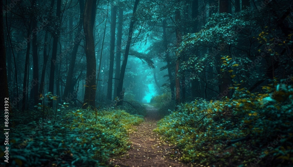 Obraz premium Mystical Forest Path at Dusk