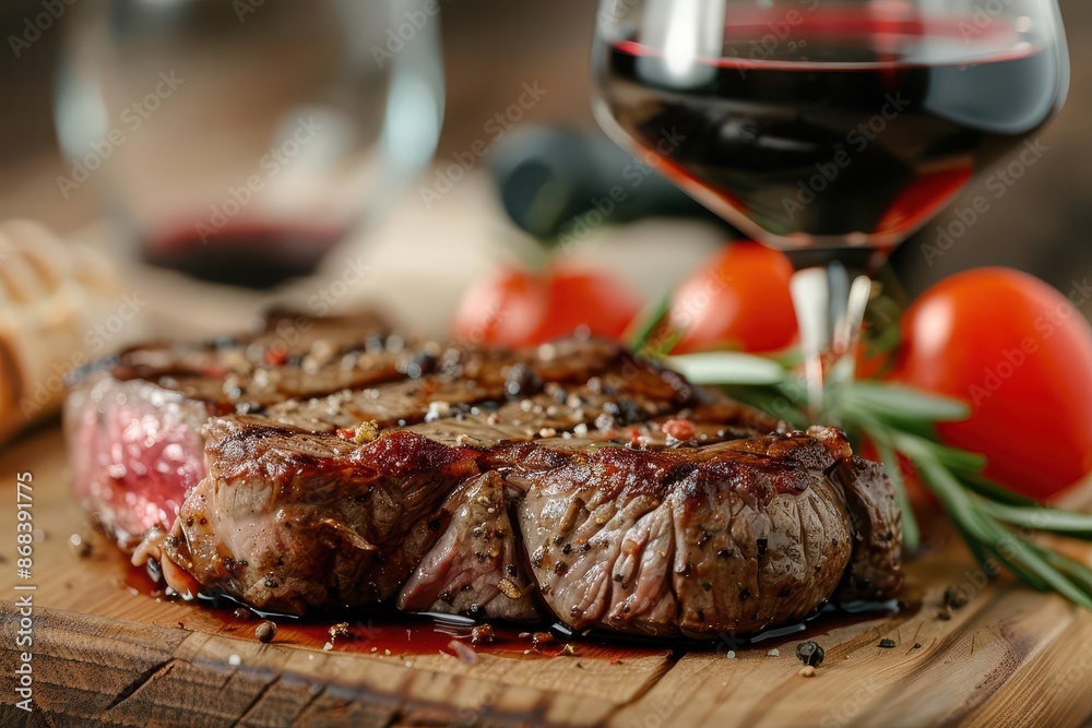 juicy beef steak with glass of red wine fine dining restaurant meal appetizing food photography juicy beef steak with glass of red wine fine dining restaurant meal appetizing food photography