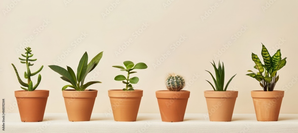 Elegant Cactus Collection: Six Potted Succulents with Varying Heights and Species, Perfect for Indoor Decor Elegant Cactus Collection: Six Potted Succulents with Varying Heights and Species, Perfect for Indoor Decor
