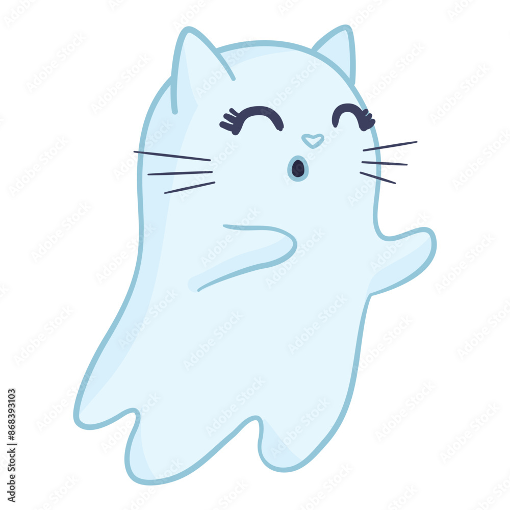 cute spirit flying cats. Pets for Halloween. A cartoon creepy children's character. cute spirit flying cats. Pets for Halloween. A cartoon creepy children's character.