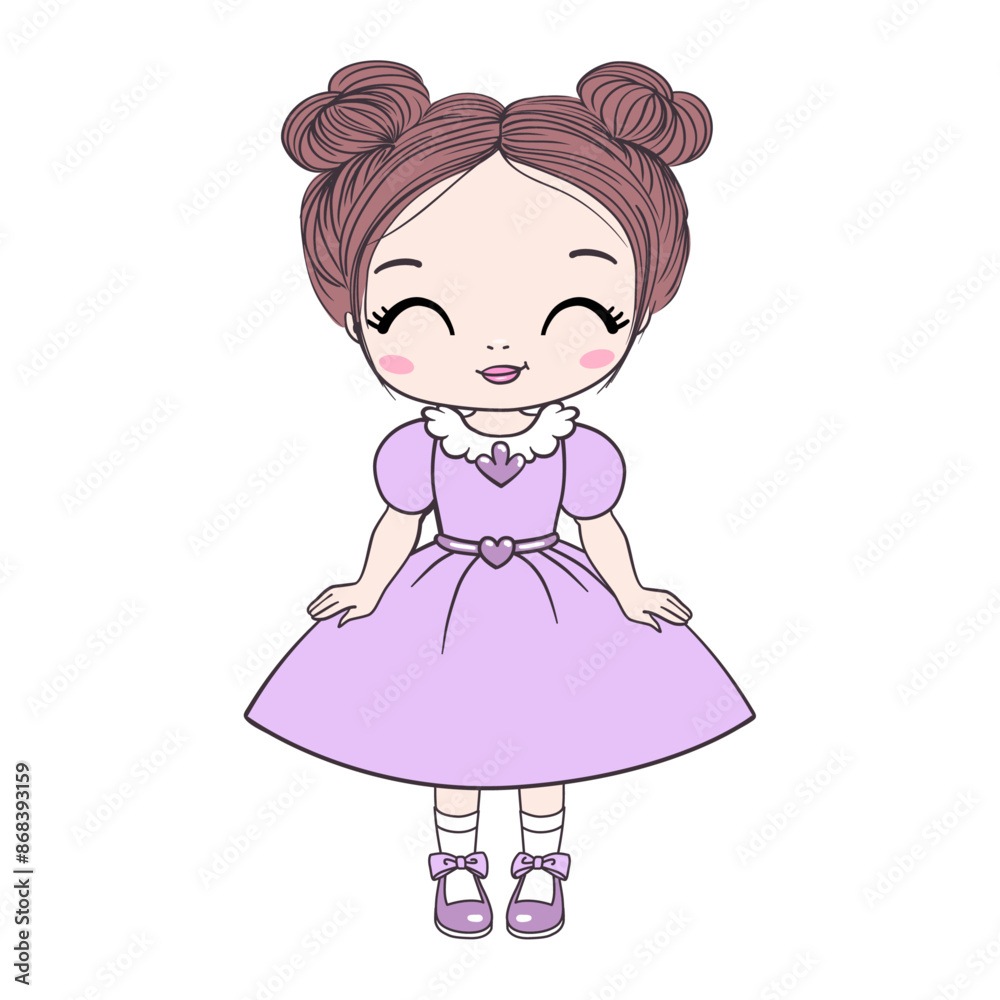 Fototapeta premium cute girl vector design.T-shirt print.Book illustrations for children.Romantic hand drawing poster.