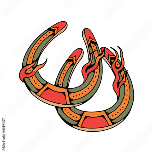 horseshoe tattoo illustration vector design