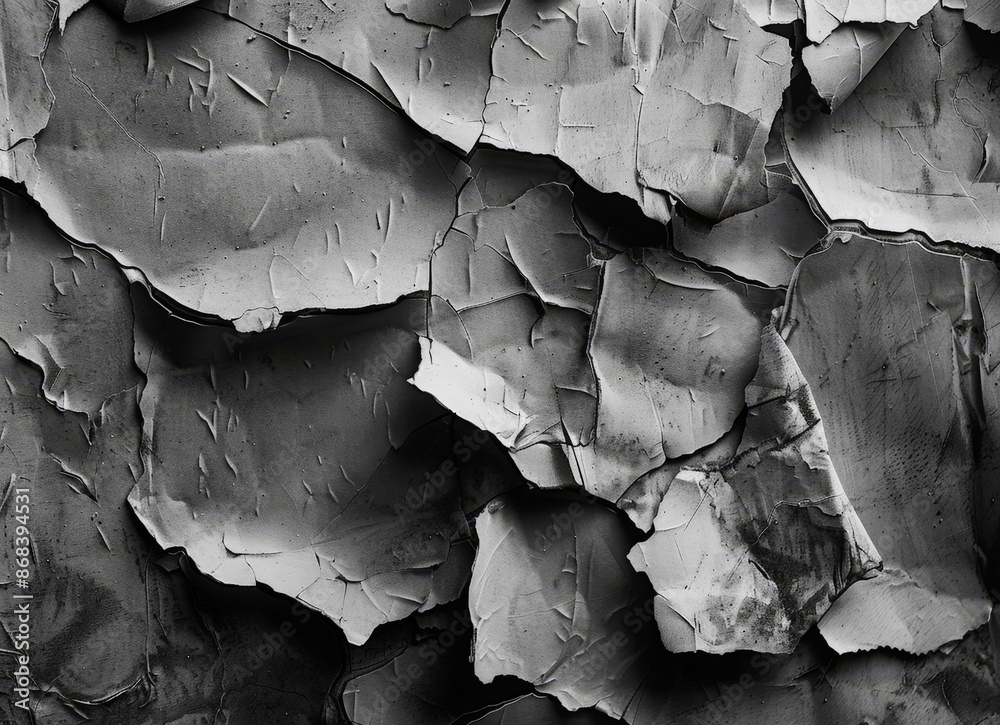 Rough Textured Wall with Cracks and Peeling Paint