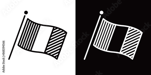 シンプルなフランス国旗のラインアイコン